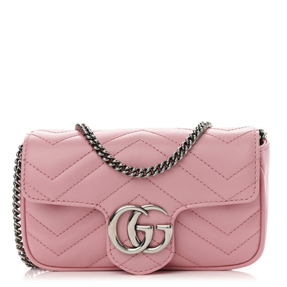 Gucci Calfskin Matelasse Super Mini GG Marmont Shoulder Bag Wild Rose 1 of 11