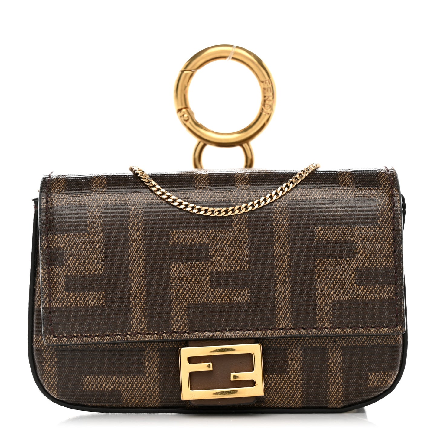 Glazed Fabric FF 1974 Nano Baguette Charm Mogano Panna
