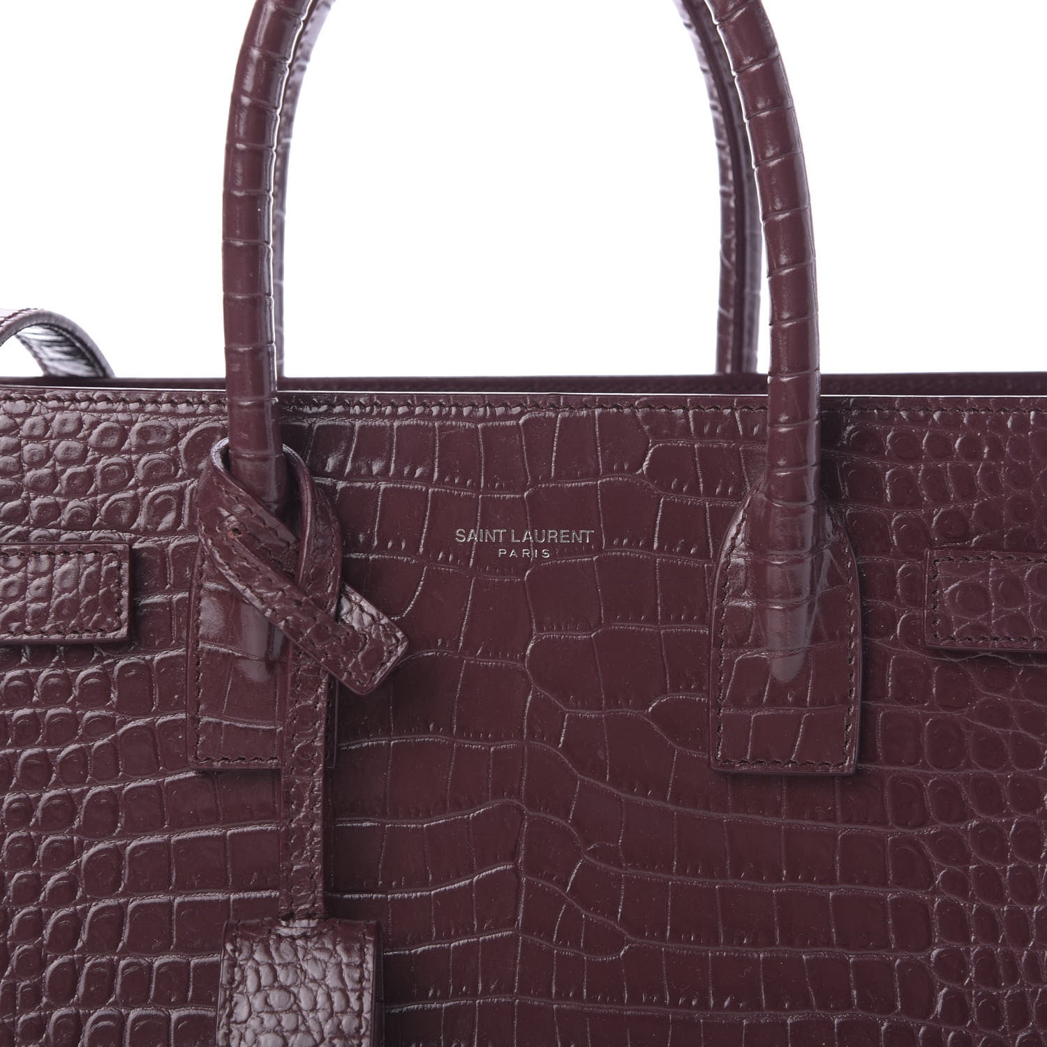 Saint Laurent Calfskin Crocodile Embossed Baby Sac De Jour Rouge 9 of 9