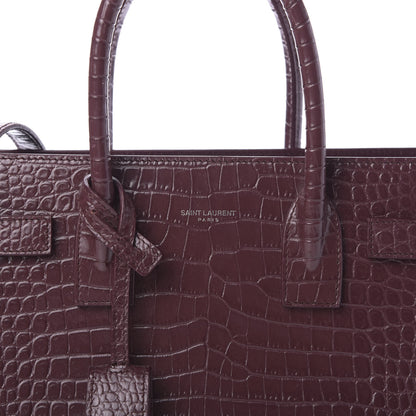 Saint Laurent Calfskin Crocodile Embossed Baby Sac De Jour Rouge 9 of 9