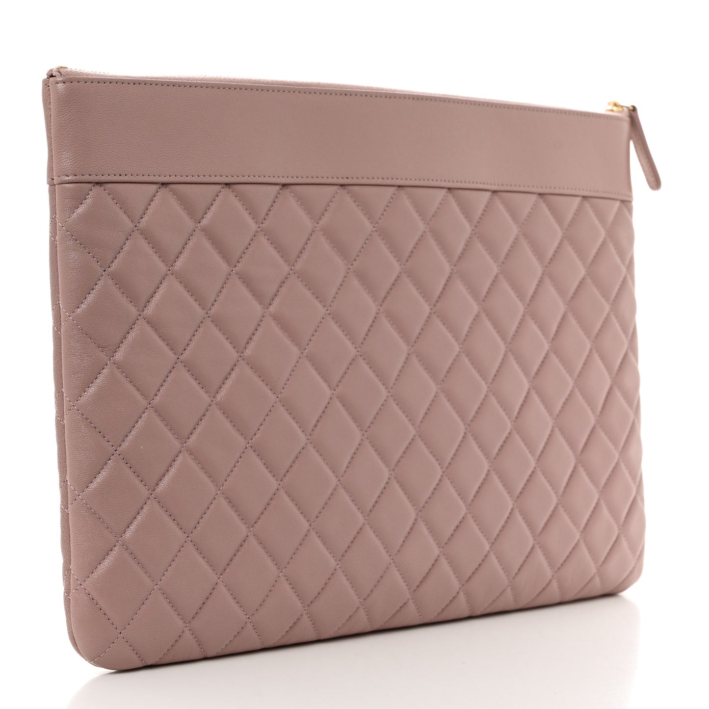 Sheepskin Quilted Large Vintage Mademoiselle Cosmetic Case Light Pink