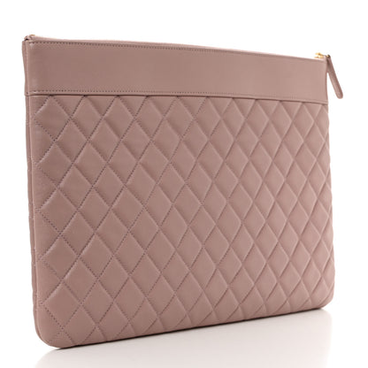 Chanel Sheepskin Quilted Large Vintage Mademoiselle Cosmetic Case Light Pink 3 of 8