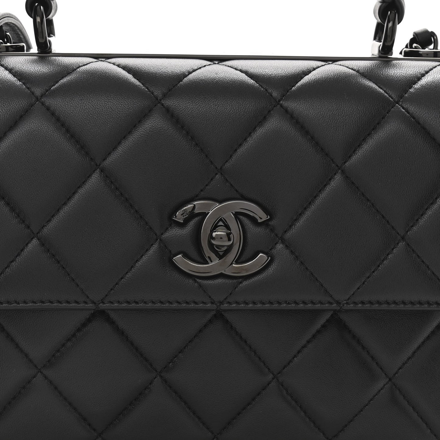 Lambskin Quilted Small Trendy CC Dual Handle Flap Bag So Black