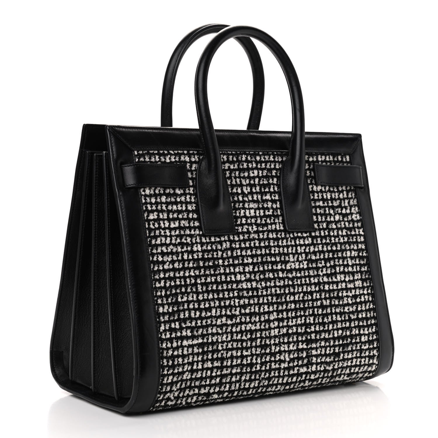 Saint Laurent Tweed Houndstooth Small Sac De Jour Black 3 of 9