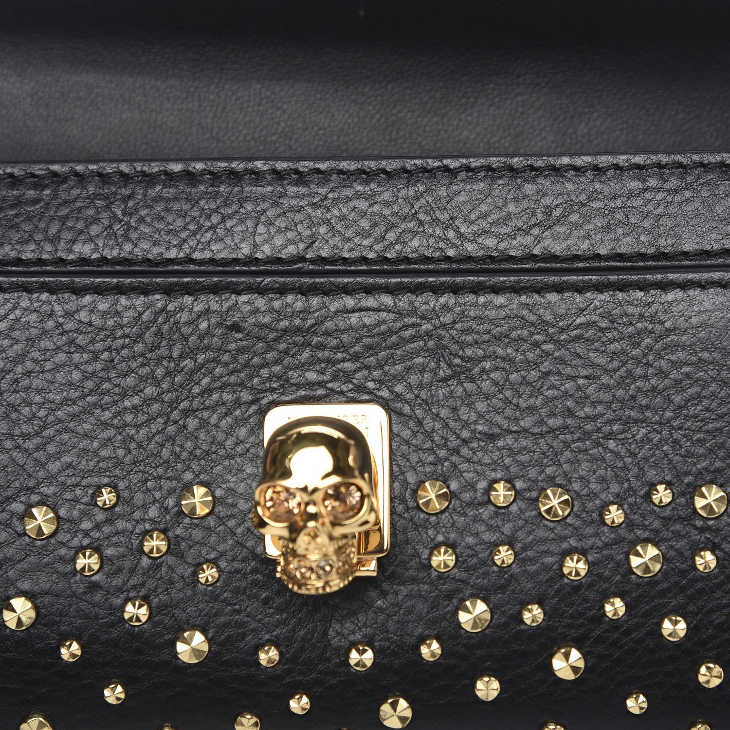 Alexander McQueen Calfskin Studded Skull Wallet on Chain Black 10 of 11