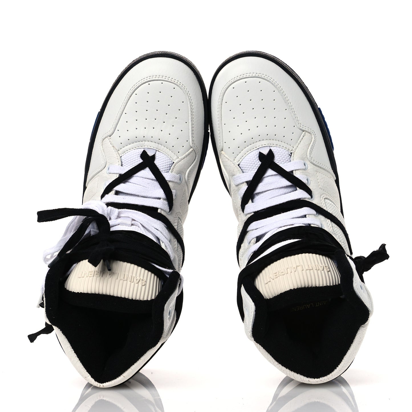 Crackled Calfskin Mens Cure 05 High Top Sneakers 45 White Black