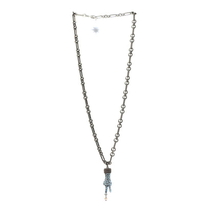 Gucci Crystal Hand Pendant Necklace Blue Aged Silver 3 of 5