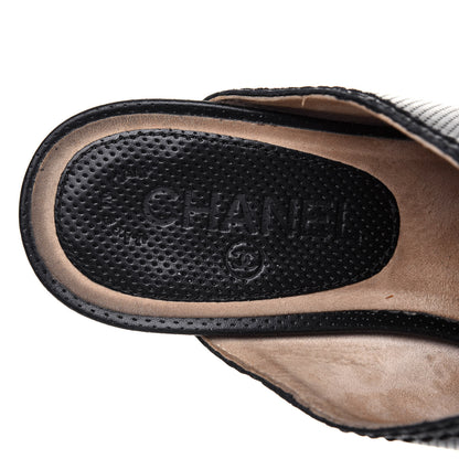 Chanel Lambskin Perforated Cap Toe Wood CC Clogs 39 Black 7 of 14
