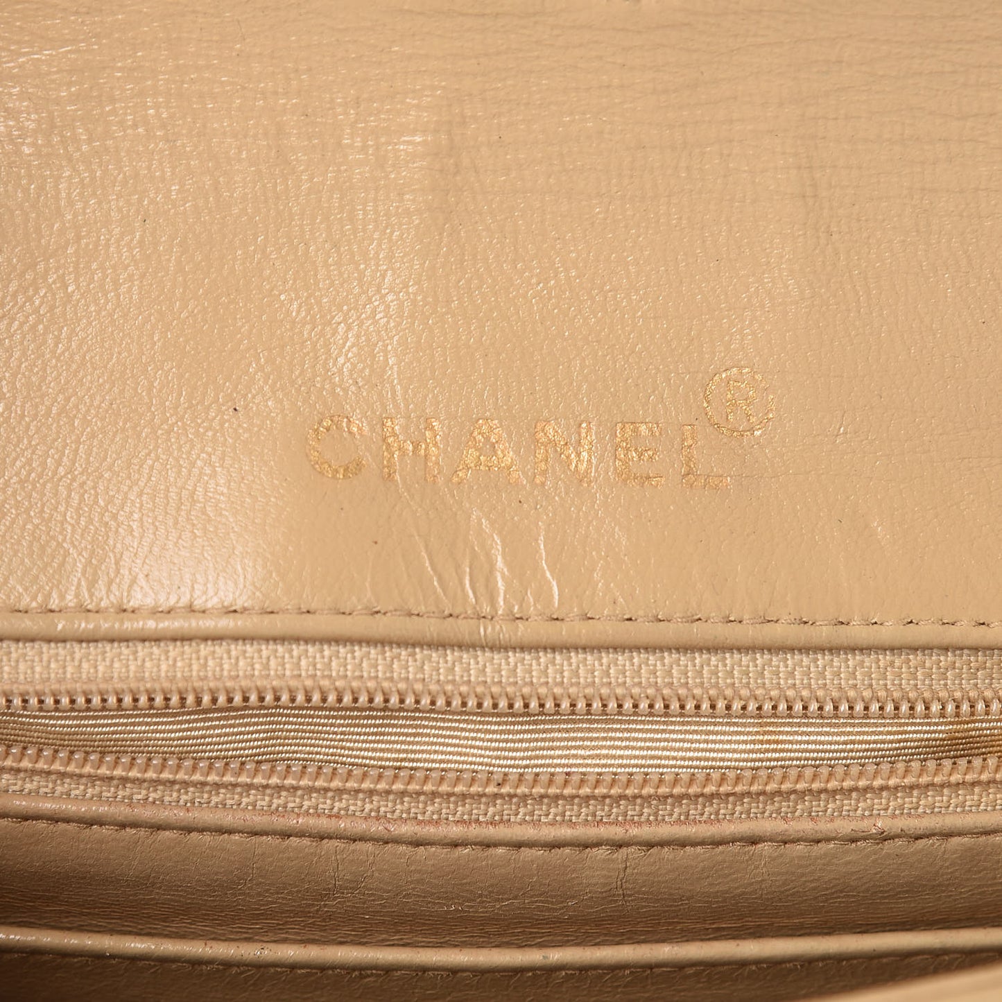 Lambskin Quilted Mini Square Flap Beige