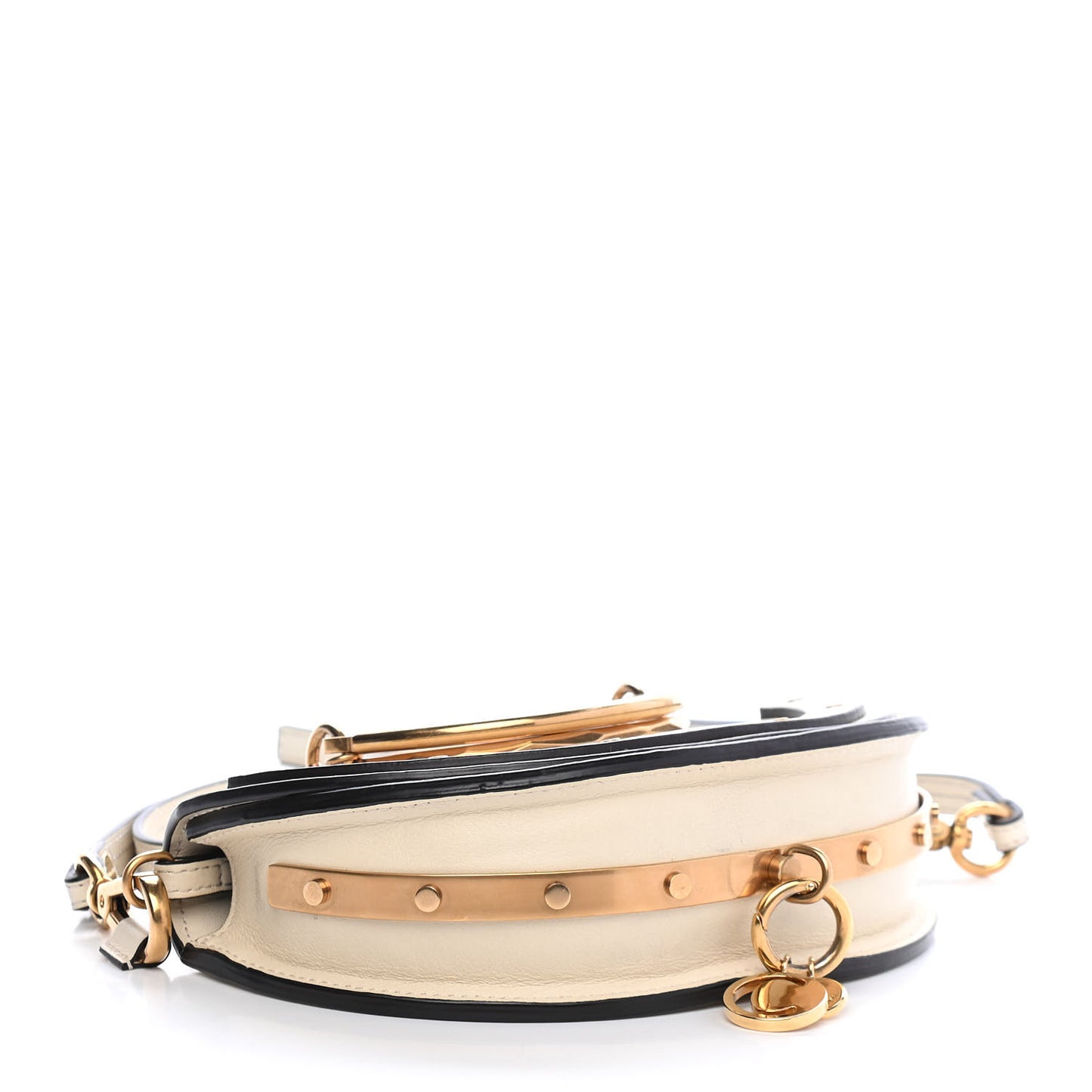 Calfskin Small Nile Bracelet Minaudiere Bag Off White