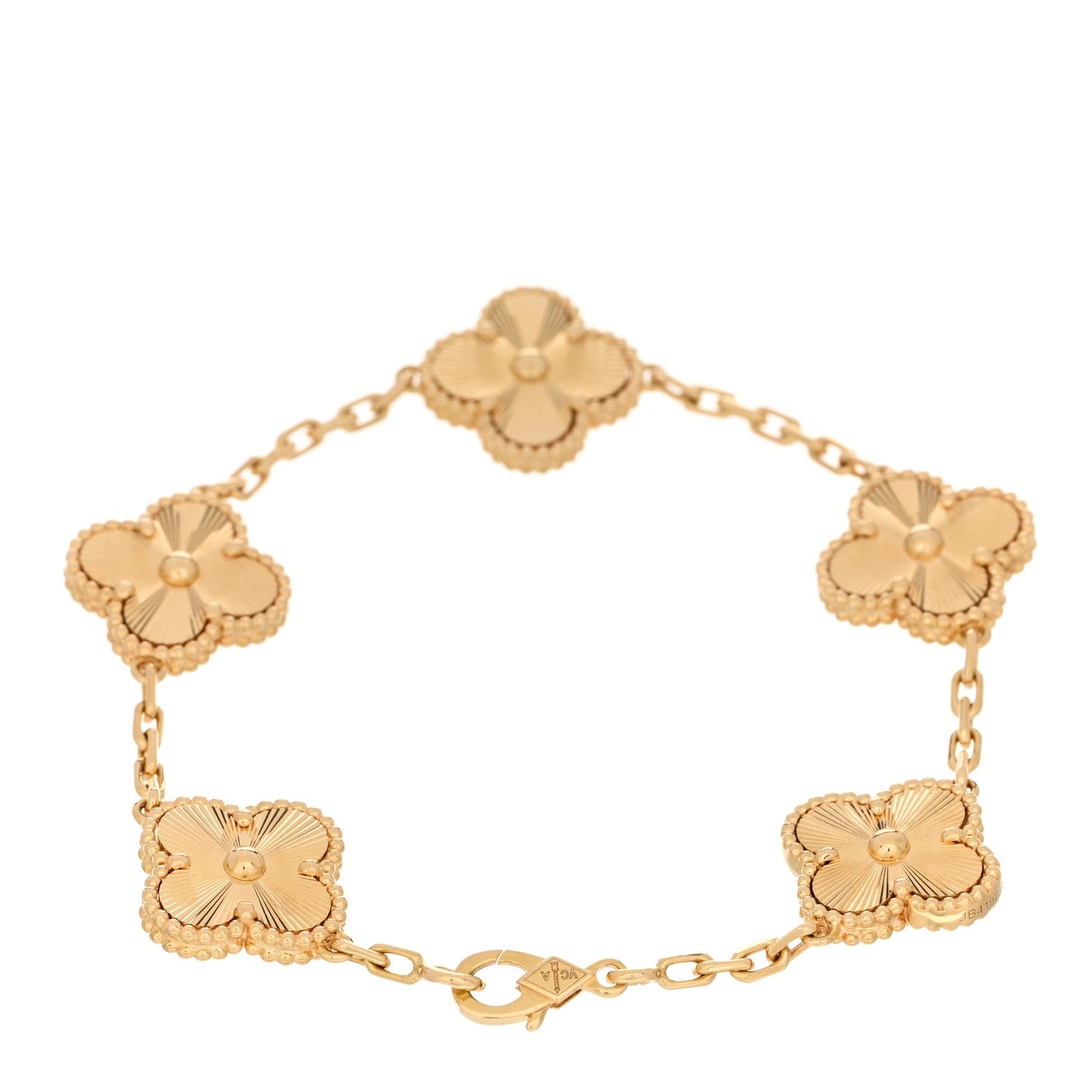 18K Yellow Gold 5 Motifs Guilloche Vintage Alhambra Bracelet