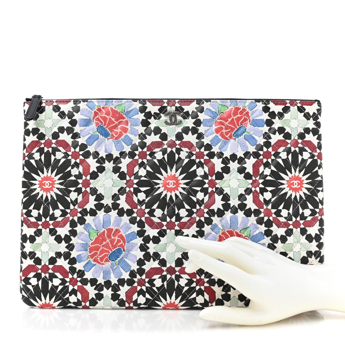 Glazed Lambskin Quilted Large Paris Dubai Cosmetic Case Multicolor