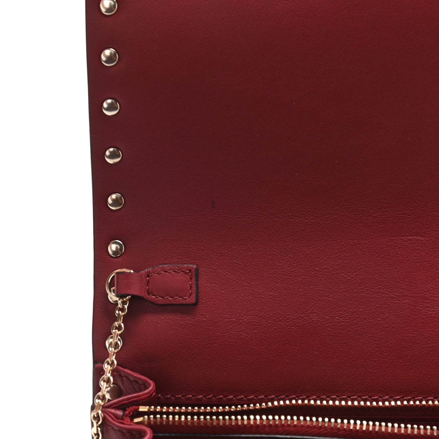 Calfskin Rockstud Wallet on Chain Camelia