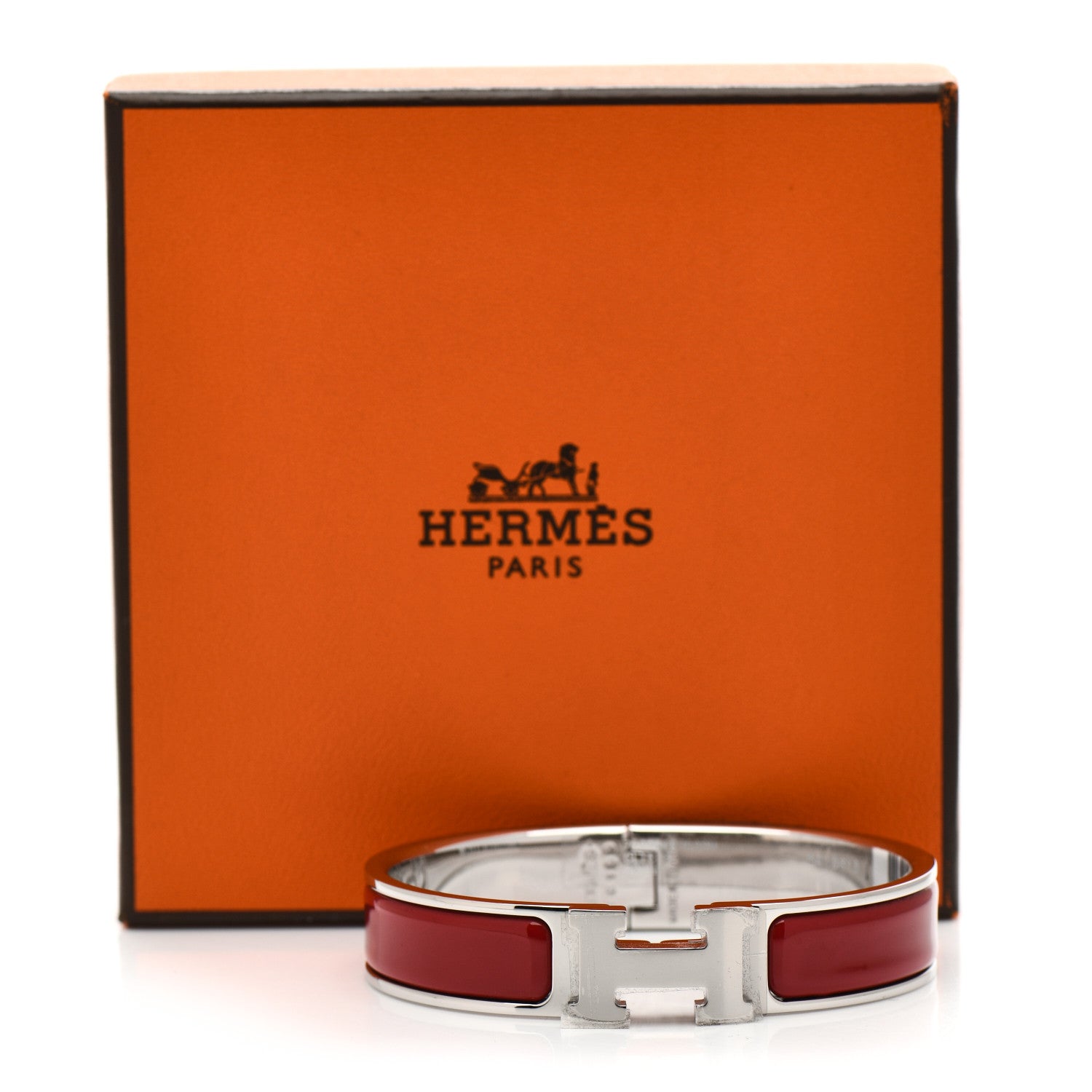 Hermes Enamel Narrow Clic Clac H Bracelet PM Rouge 4 of 4