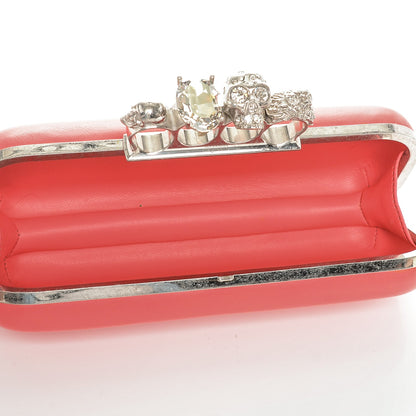 Alexander McQueen Nappa Skull Knuckle Box Clutch Geranio 5 of 7