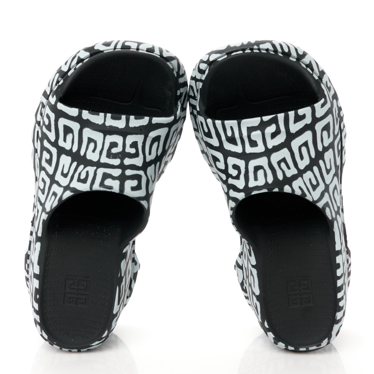 Rubber 4G Print Marshmallow Wedge Slides 38 Black White