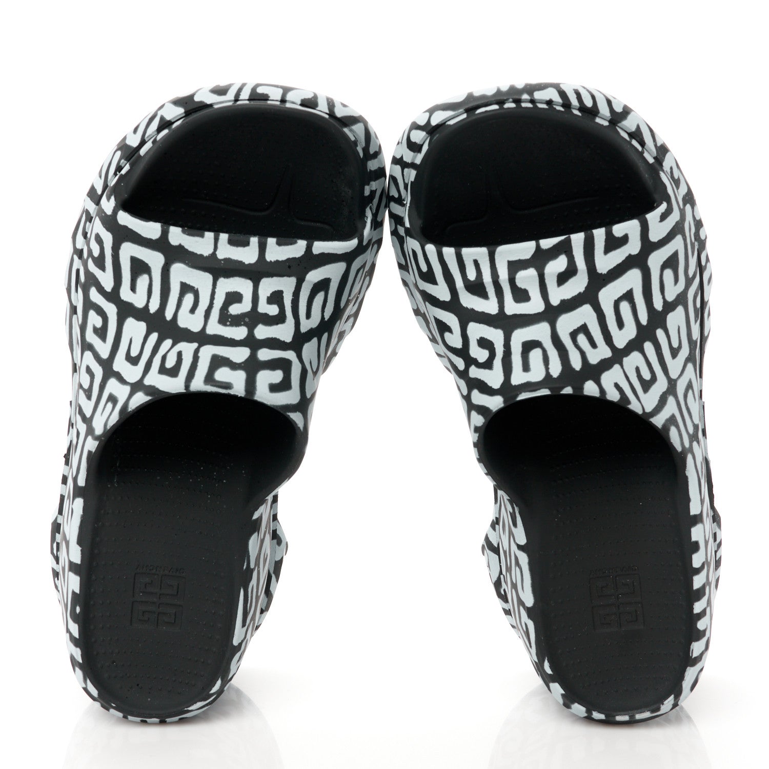 Givenchy Rubber 4G Print Marshmallow Wedge Slides 38 Black White 2 of 8
