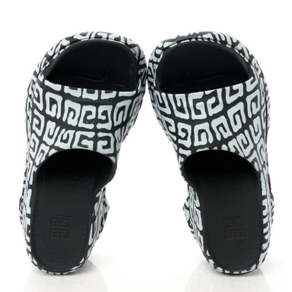 Givenchy Rubber 4G Print Marshmallow Wedge Slides 38 Black White 2 of 8