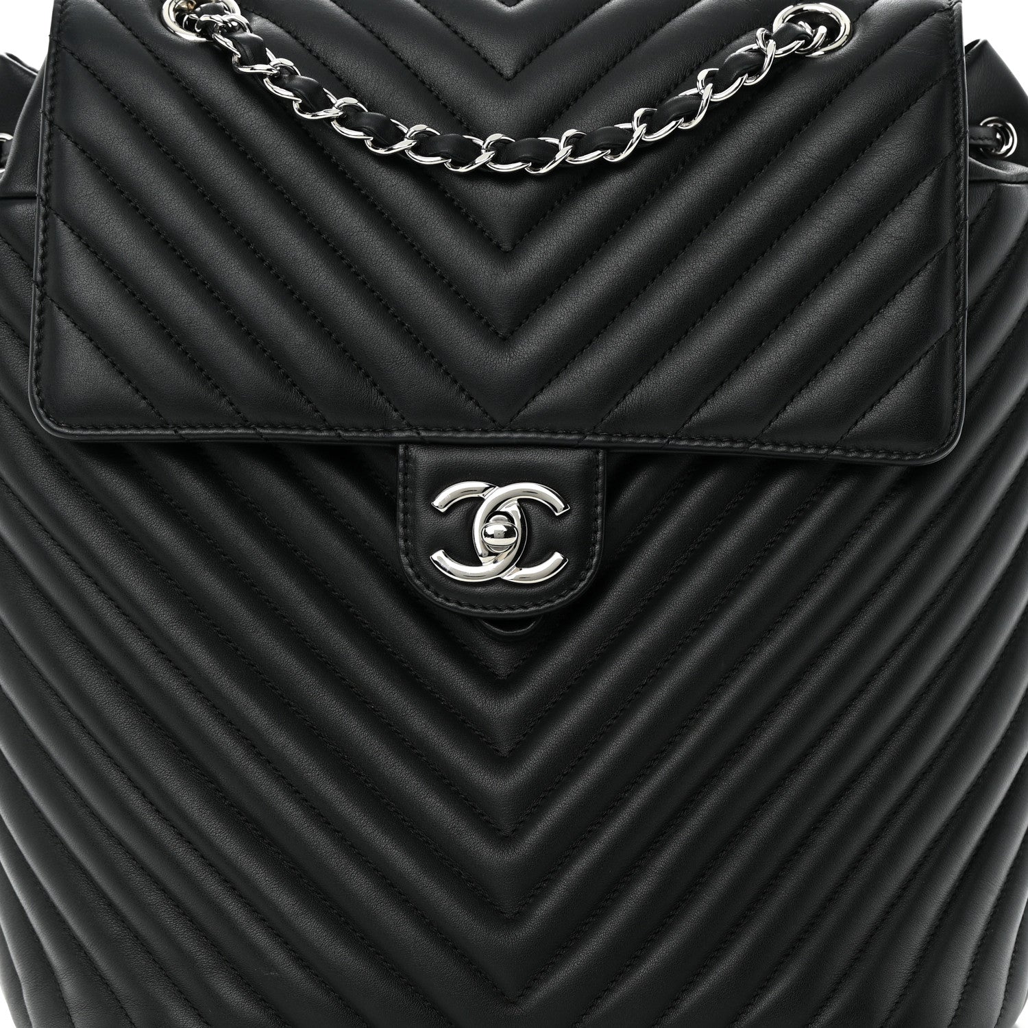 Chanel Calfskin Chevron Quilted Large Urban Spirit Backpack Black 8 of 13