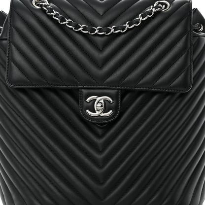 Chanel Calfskin Chevron Quilted Large Urban Spirit Backpack Black 8 of 13