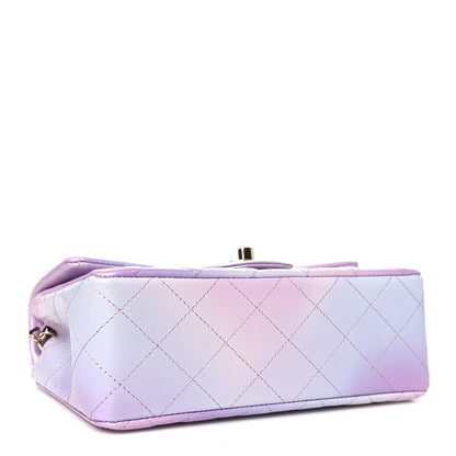 Chanel Lambskin Quilted Tie Dye Ombre Mini Rectangular Flap Purple Blue Pink 4 of 11
