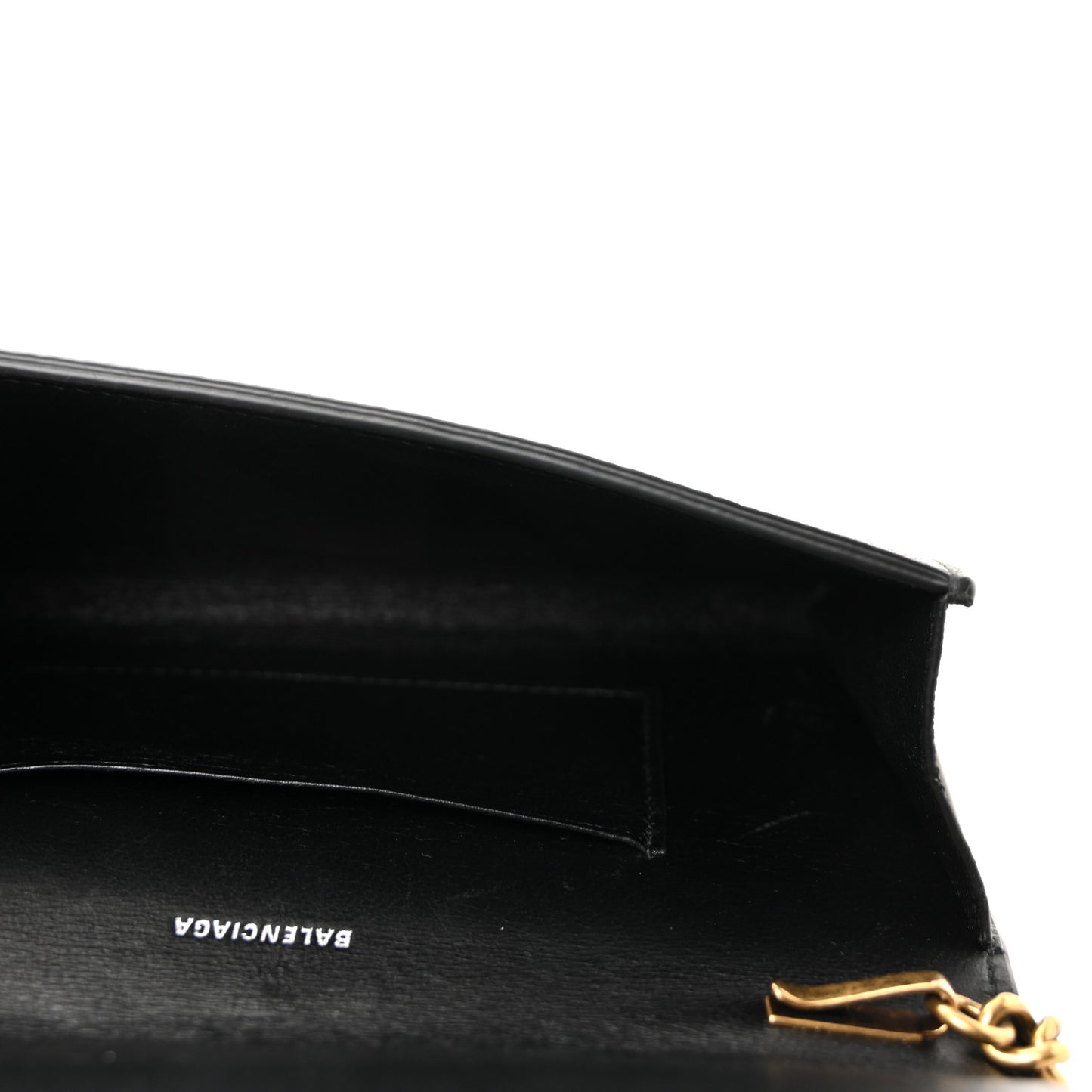Grained Calfskin Logo Cash Phone Holder Wallet On Chain Black