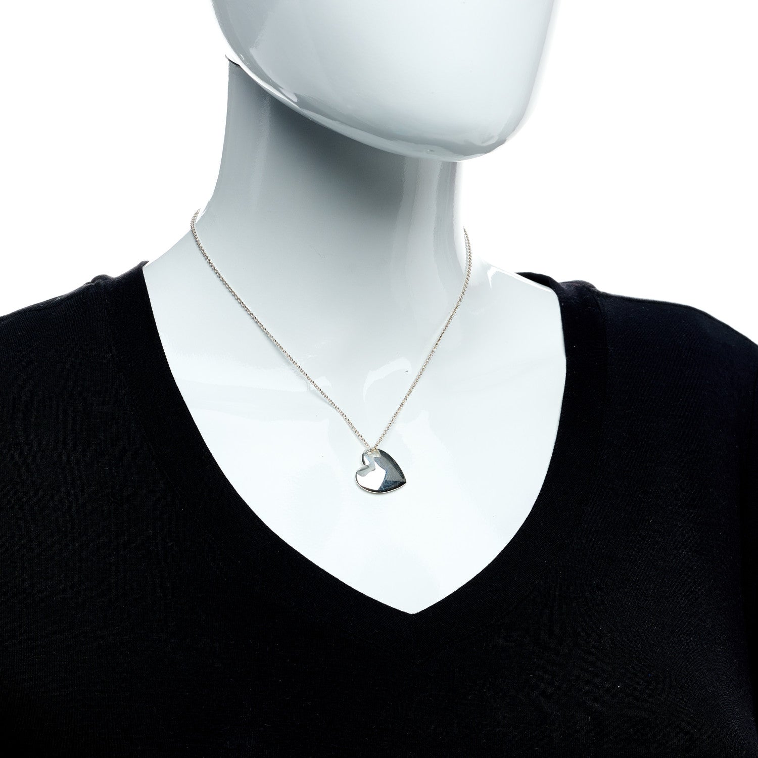 Tiffany Sterling Silver Puffed Heart Pendant Necklace 2 of 6