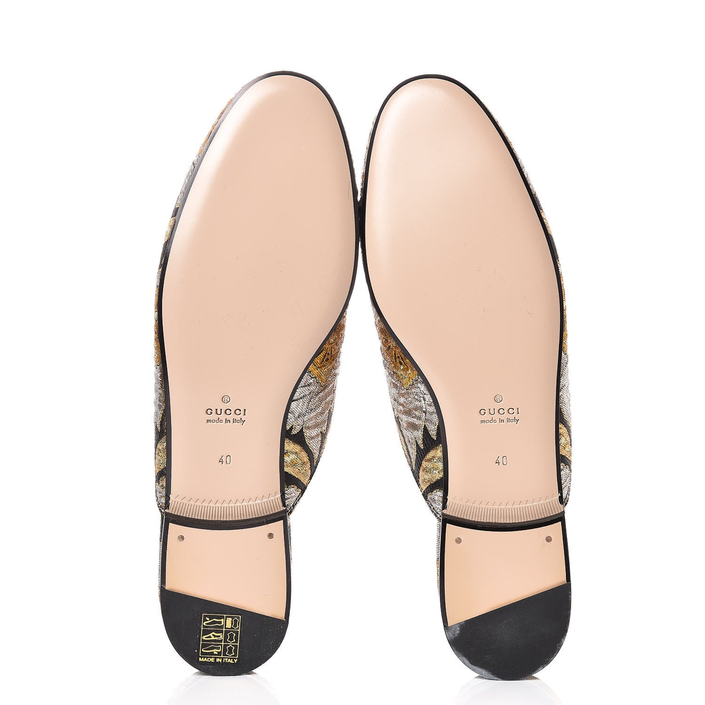 Jacquard Floral Womens Princetown Slippers 40 Oro Black