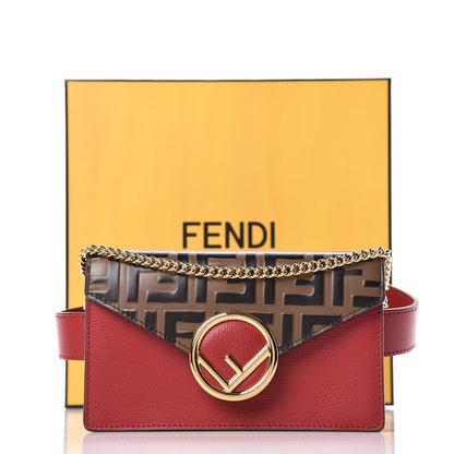 Fendi Vitello Cruise F is Fendi Bi-Color FF 1974 Embossed Envelope Belt Bag Maya Black Fragola 11 of 11