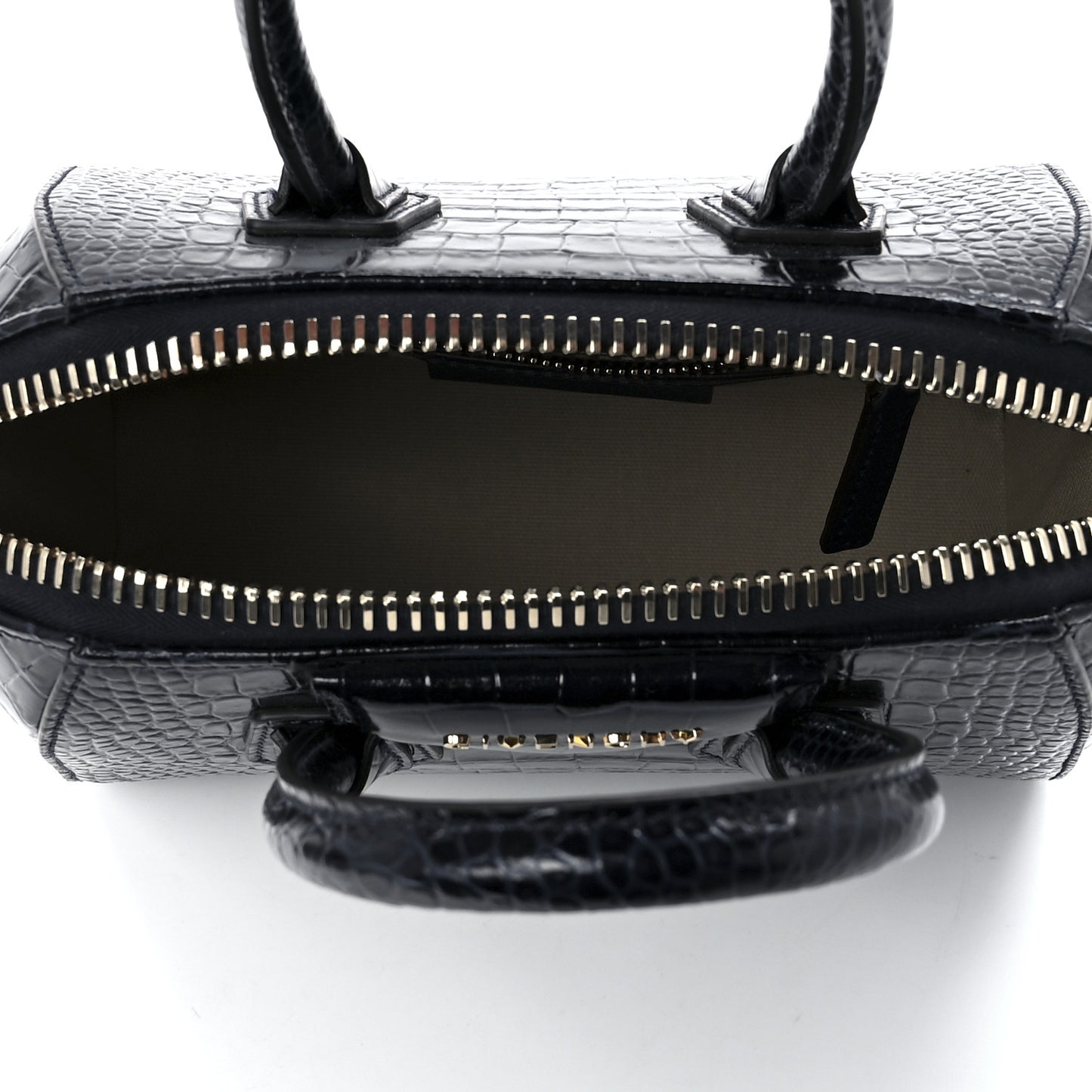 Calfskin Crocodile Embossed Mini Antigona Deep Blue