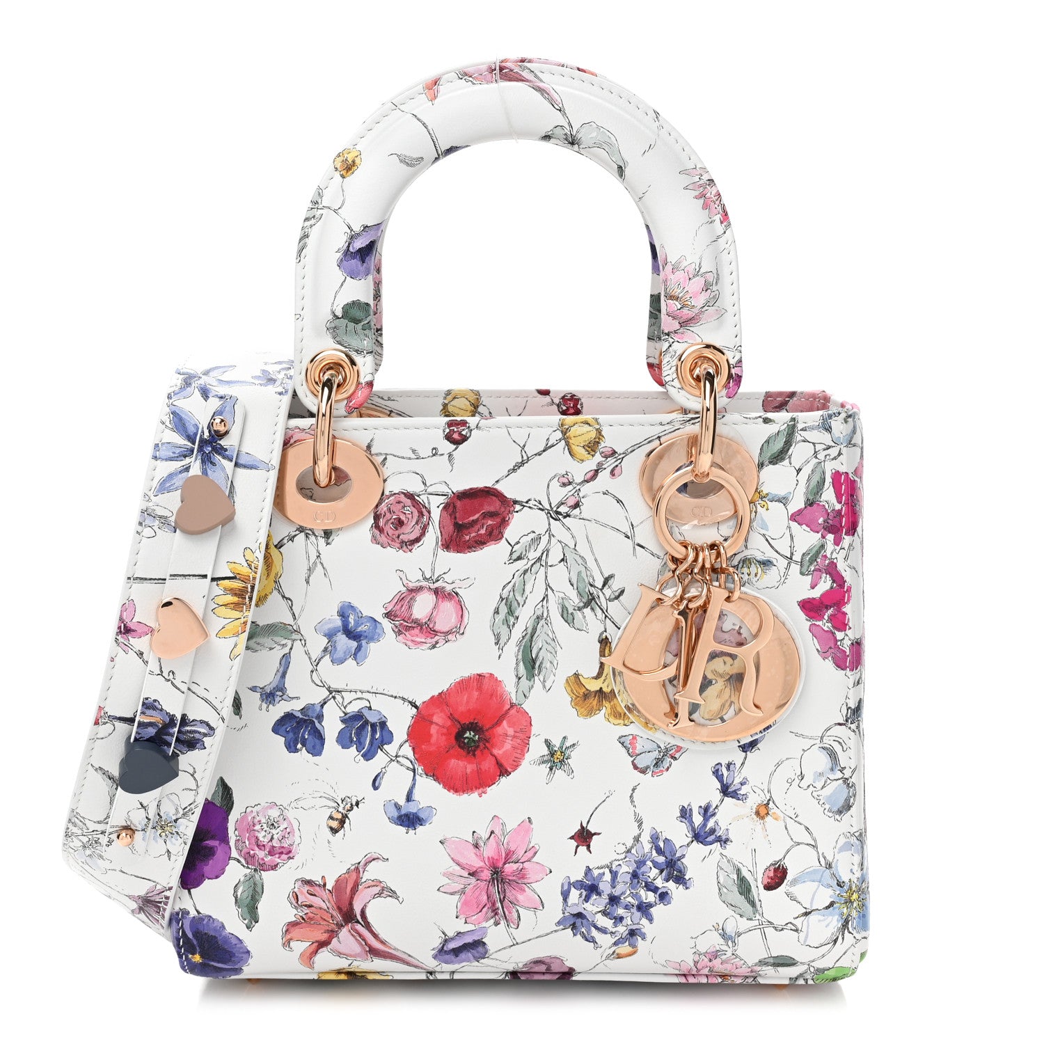 Christian Dior Calfskin Printed Small Florigelio My ABCDior Lady Dior White Multicolor 1 of 9