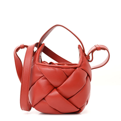 Bottega Veneta Lambskin Intreccio Small Helmet Bag China Red 1 of 10