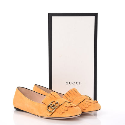 Gucci Kid Scamosciato GG Marmont Fringe Flats 39 Crystal Copper 10 of 10