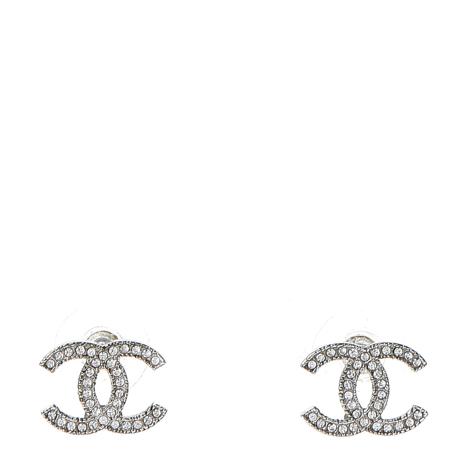 Chanel Crystal CC Earrings Silver 1 of 5