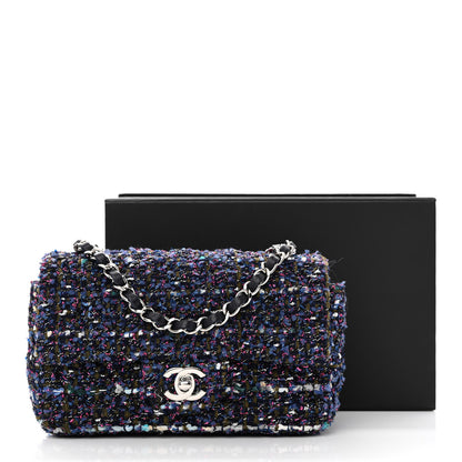 Chanel Tweed Quilted Mini Rectangular Flap Blue Purple Khaki Pink 12 of 12