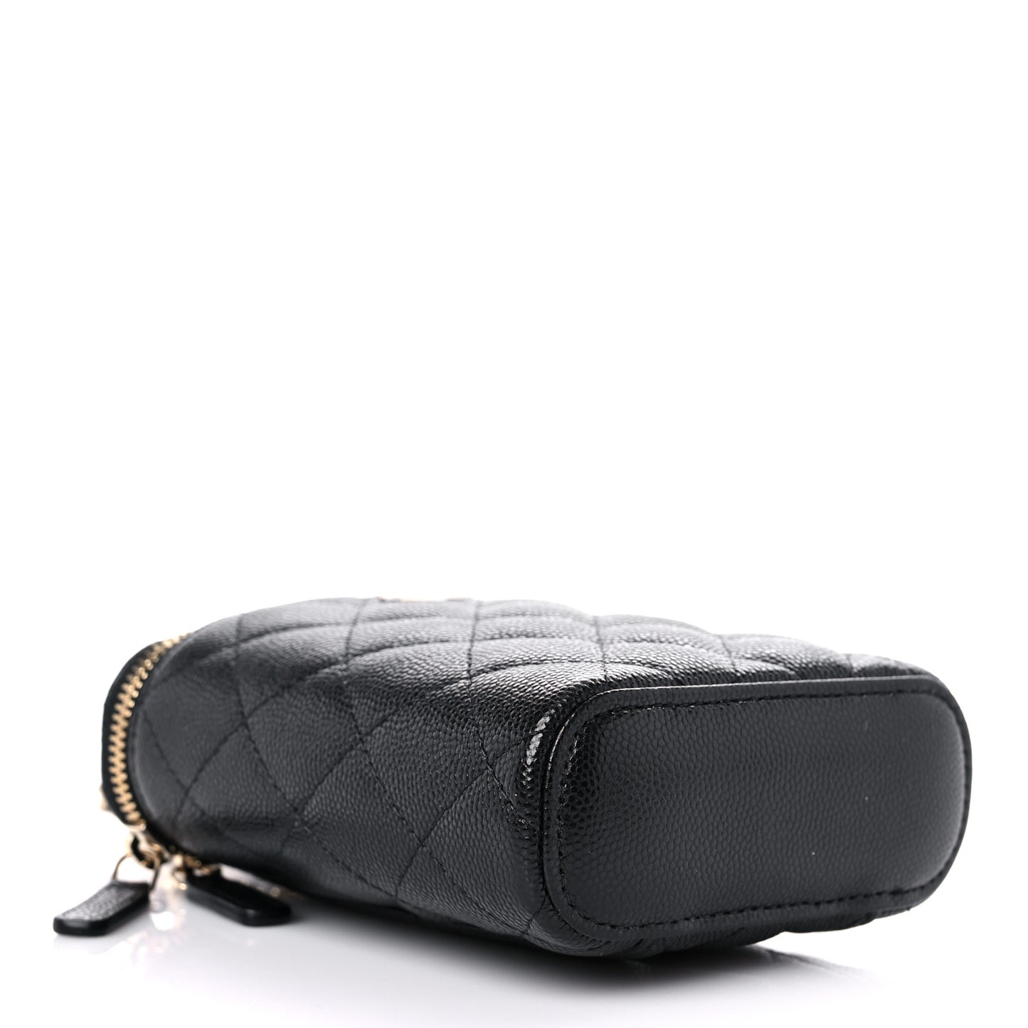 Caviar Quilted Small Vertical Coco Beauty Vanity Case With Chain Black