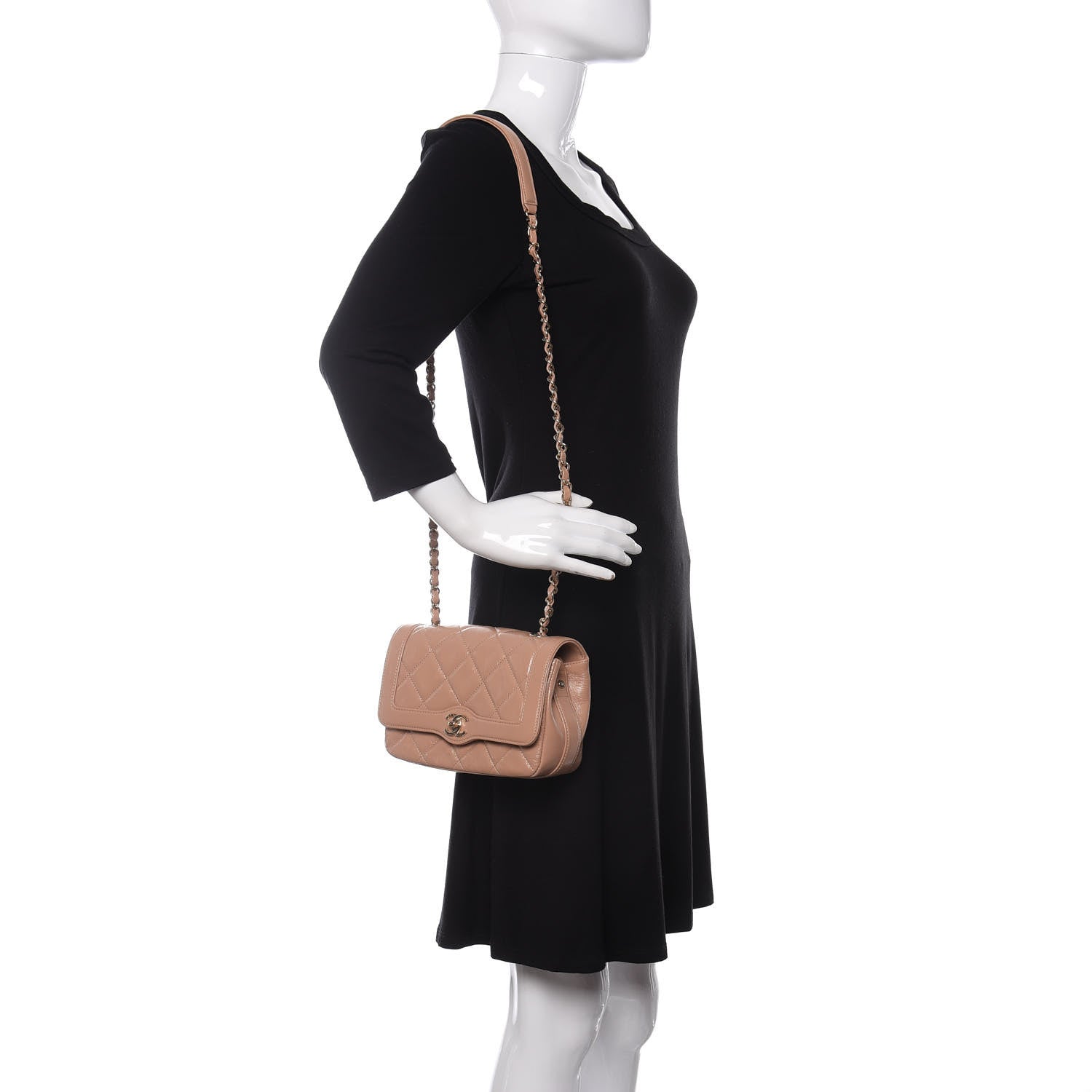Chanel Shiny Aged Calfskin Quilted Mini Hold The Line Flap Beige 2 of 11