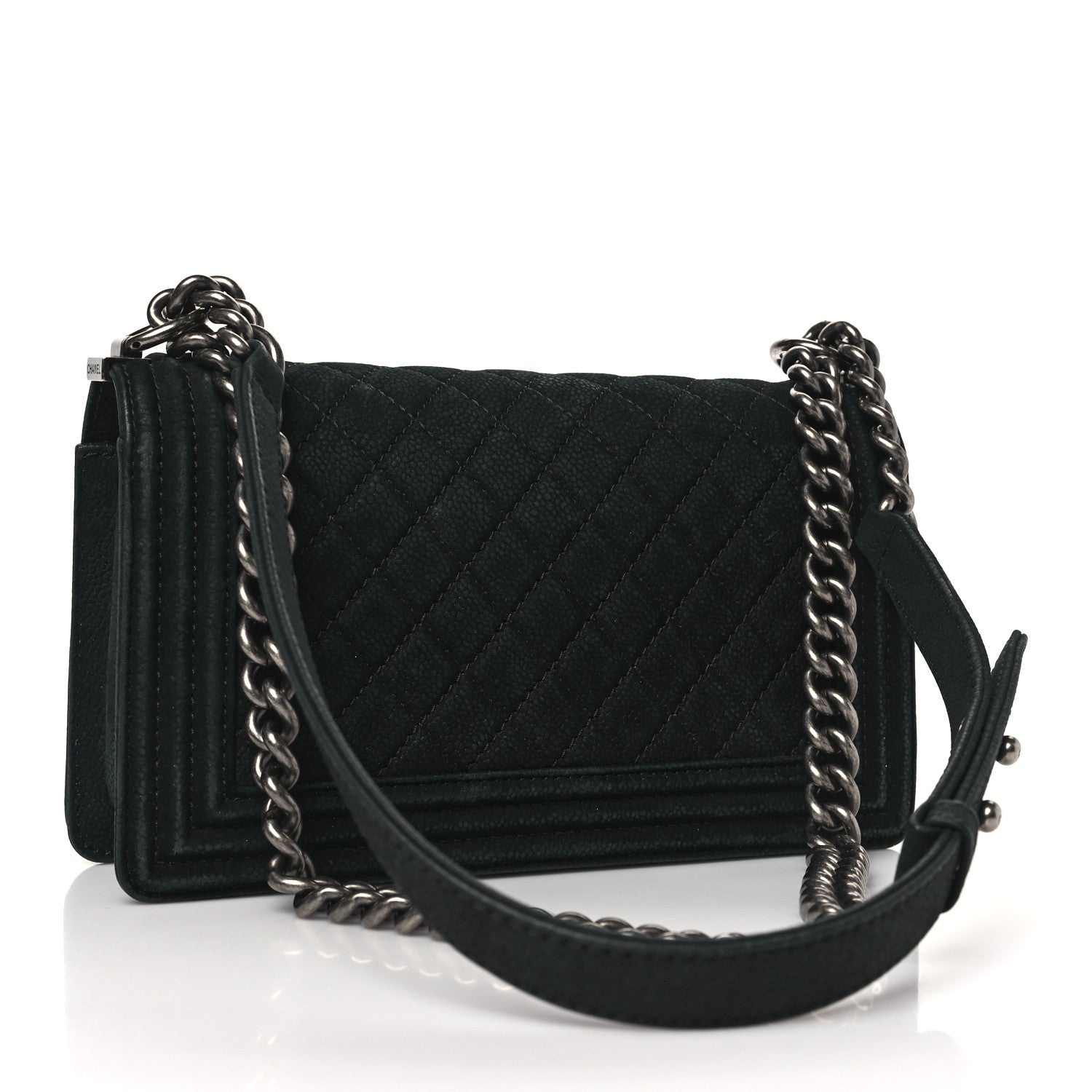 Chanel Bullskin Suede Caviar Quilted Medium Boy Flap Black 3 of 11