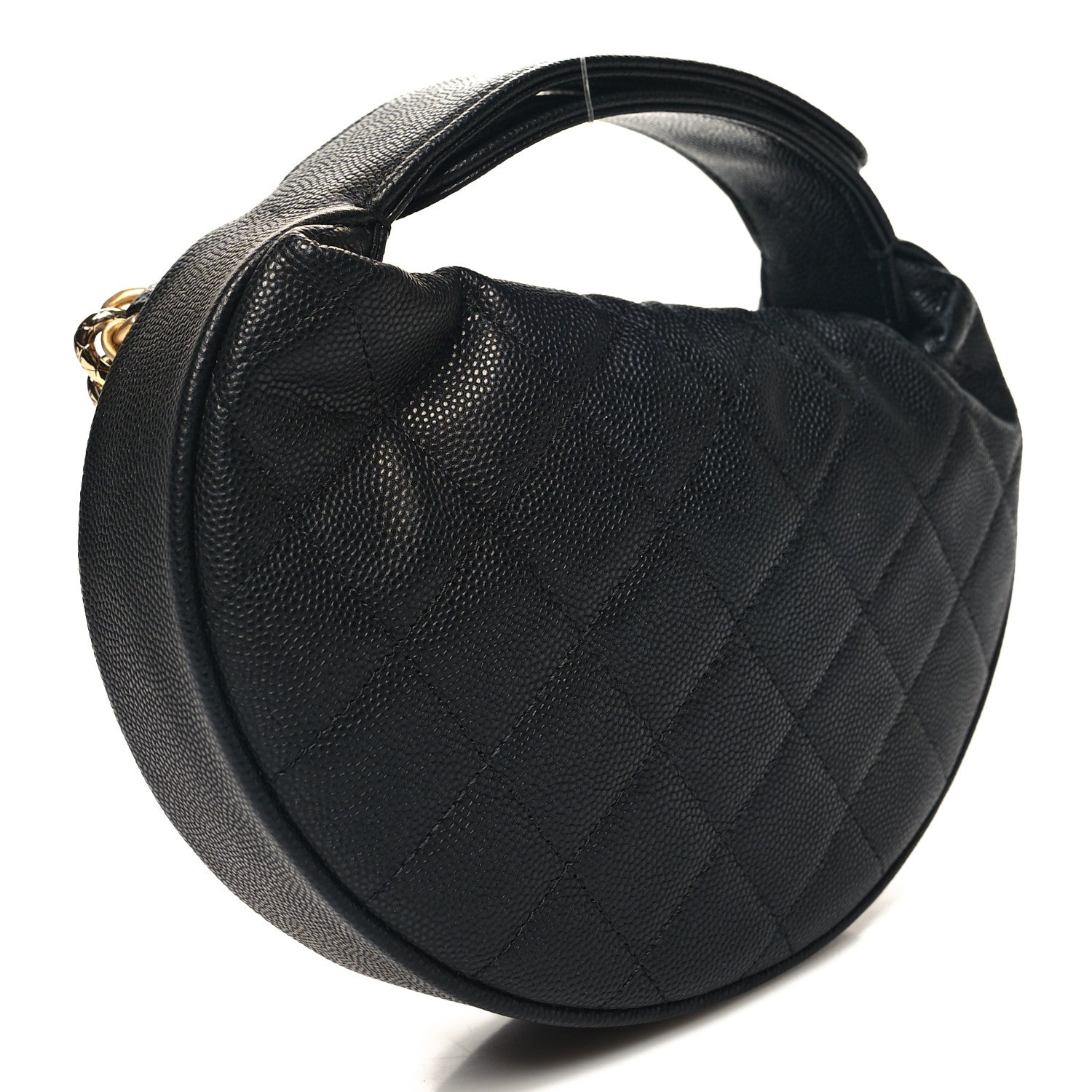 Chanel Shiny Caviar Quilted Bow Pouch Hobo Black 3 of 11