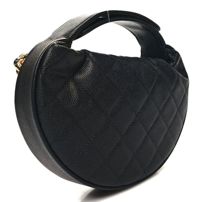 Chanel Shiny Caviar Quilted Bow Pouch Hobo Black 3 of 11