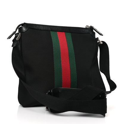 Gucci Techno Canvas Selleria Calfskin Web Small Flat Messenger Bag Black 3 of 9