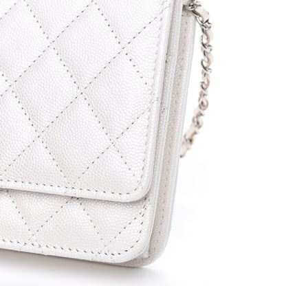 Chanel Iridescent Caviar Quilted Golden Class Wallet On Chain WOC White 9 of 10