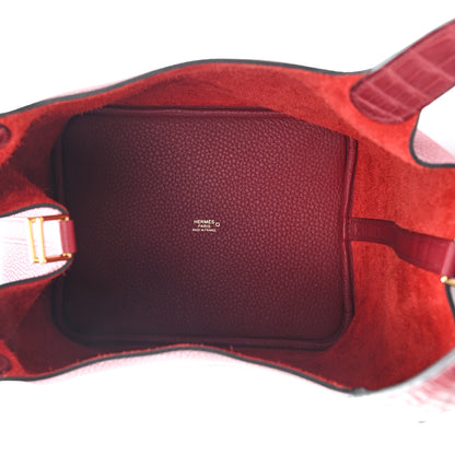 Hermes Taurillon Clemence Matte Alligator Picotin Lock Touch 22 MM Rouge Grenat 5 of 9