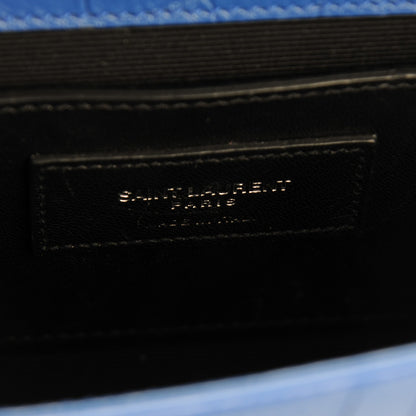 Saint Laurent Calfskin Crocodile Embossed Small Classic Monogram Tassel Satchel Blue 8 of 8