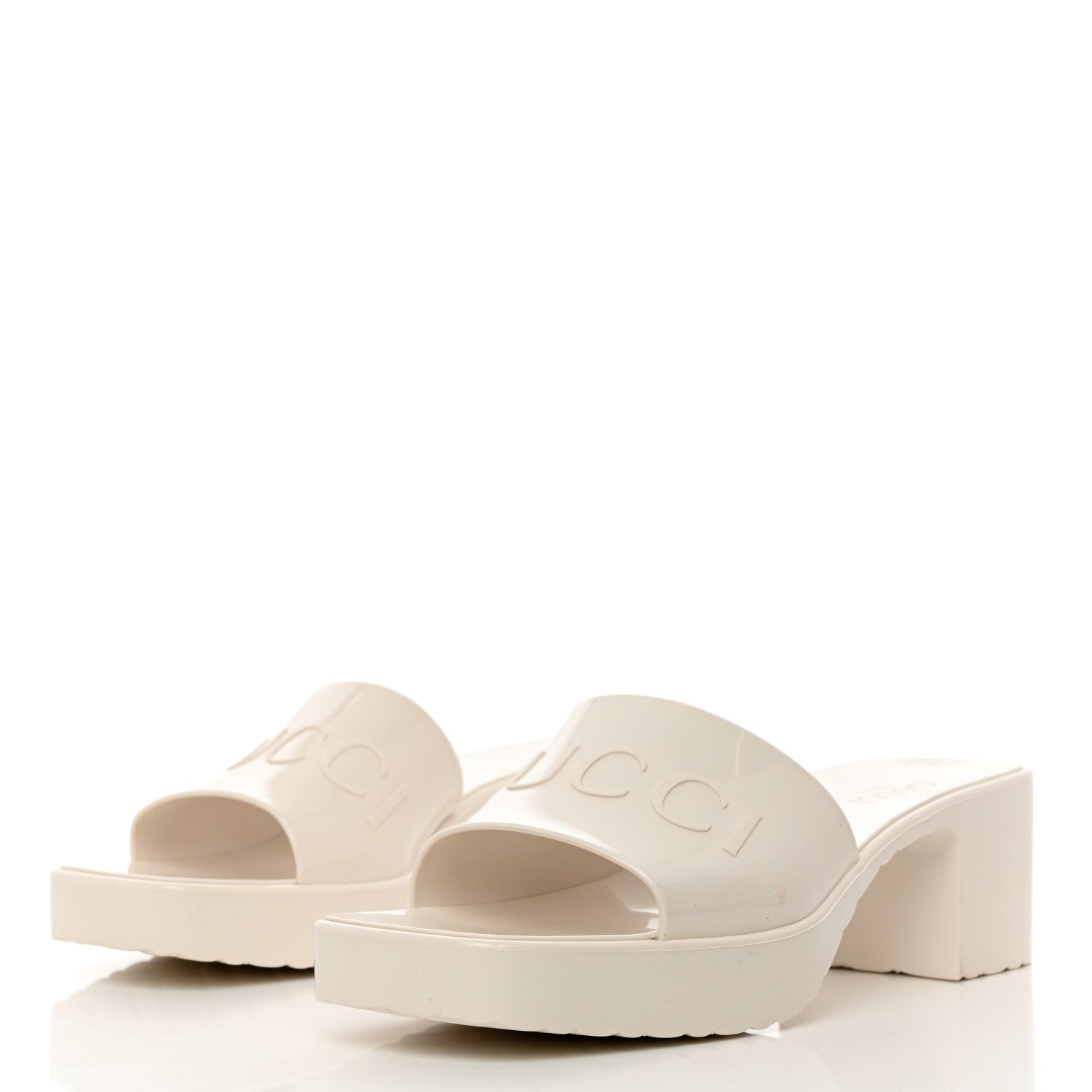 Gucci Rubber Gucci Logo Womens Platform 20/60mm Slide Sandals 39 Mystic White 3 of 13