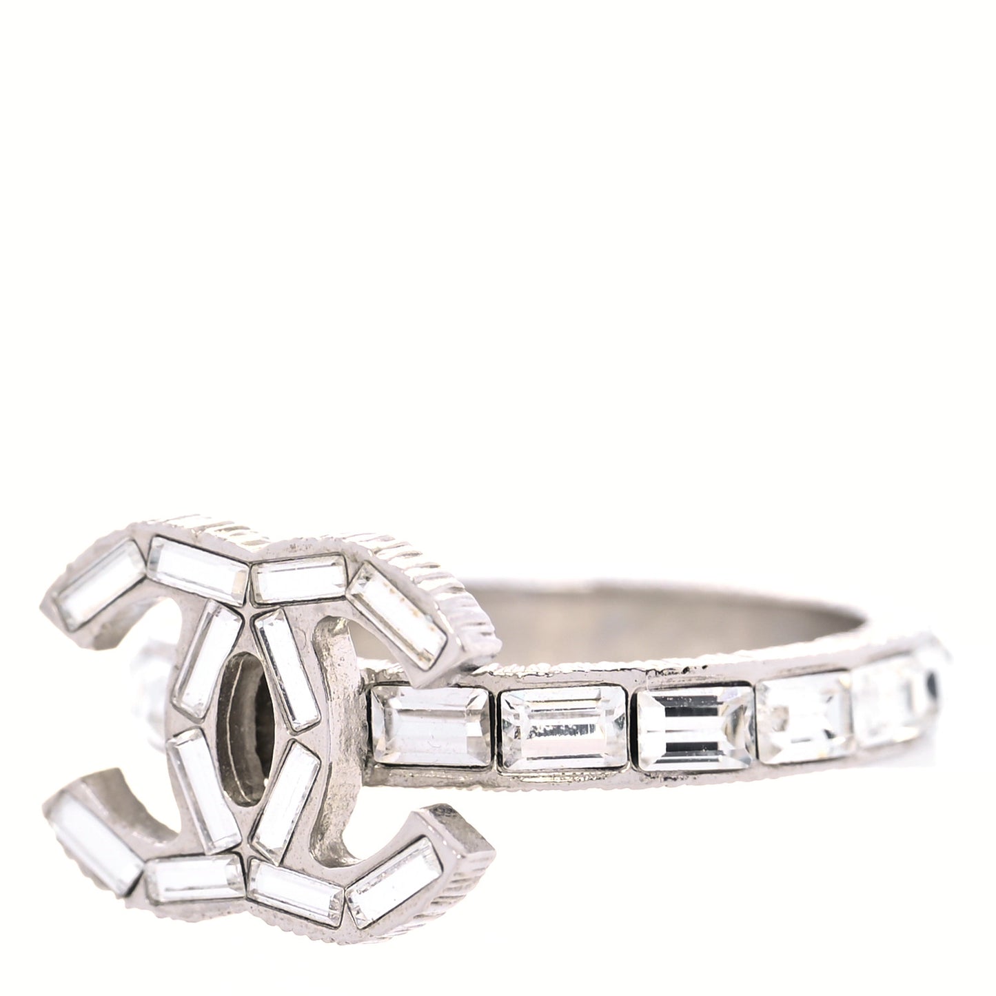 Crystal Baguette CC Ring 6 Silver