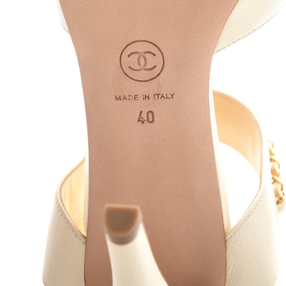 Chanel Lambskin CC Chain Sandals 40 Ivory 6 of 11