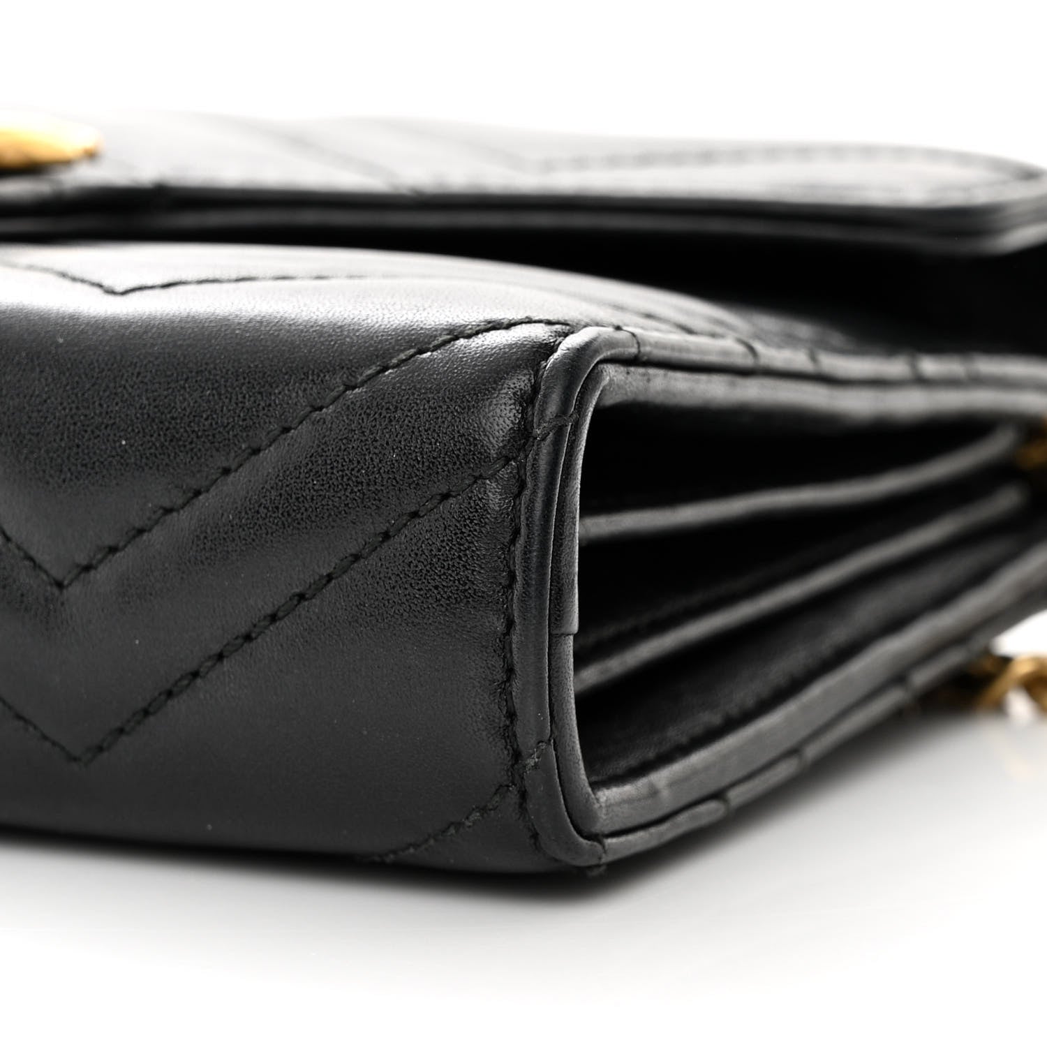 Gucci Calfskin Matelasse GG Marmont Chain Wallet Black 10 of 14