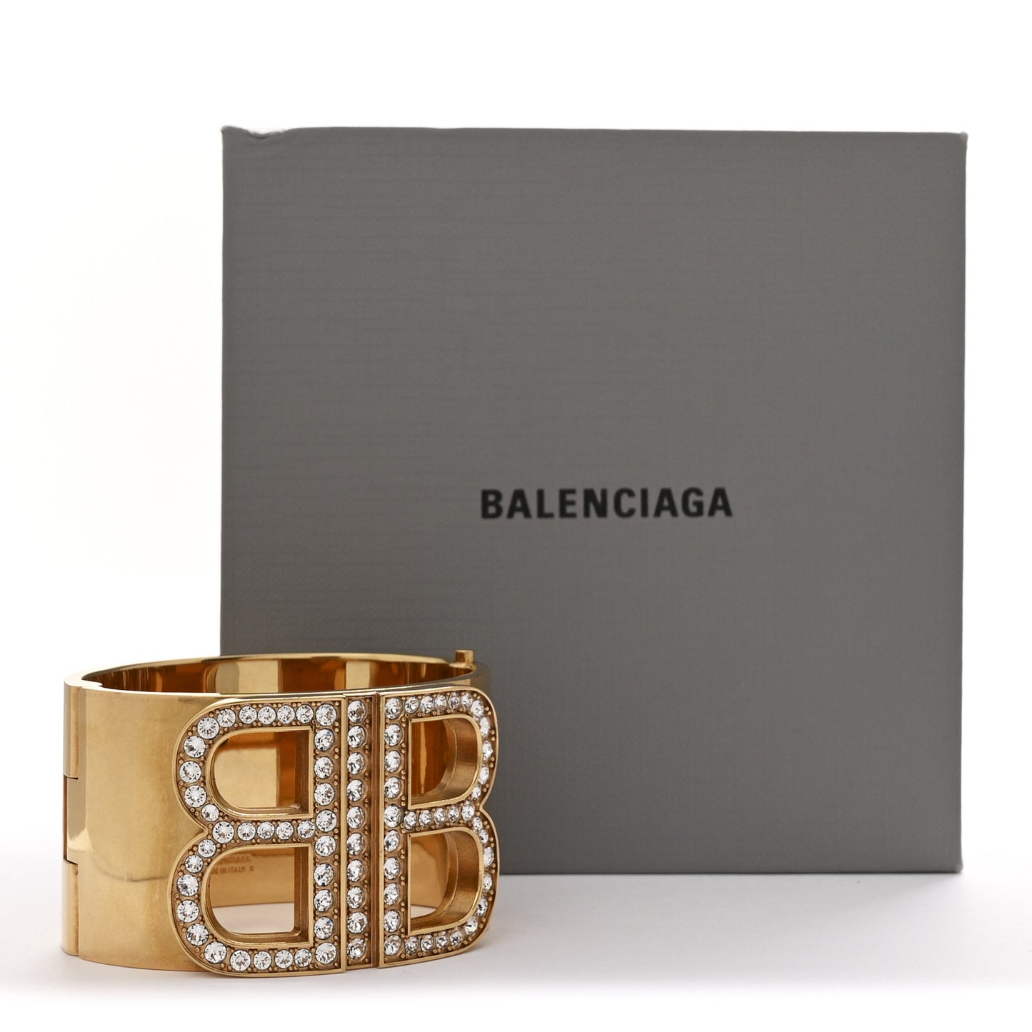 Metal Crystal BB Cuff Bracelet S Gold
