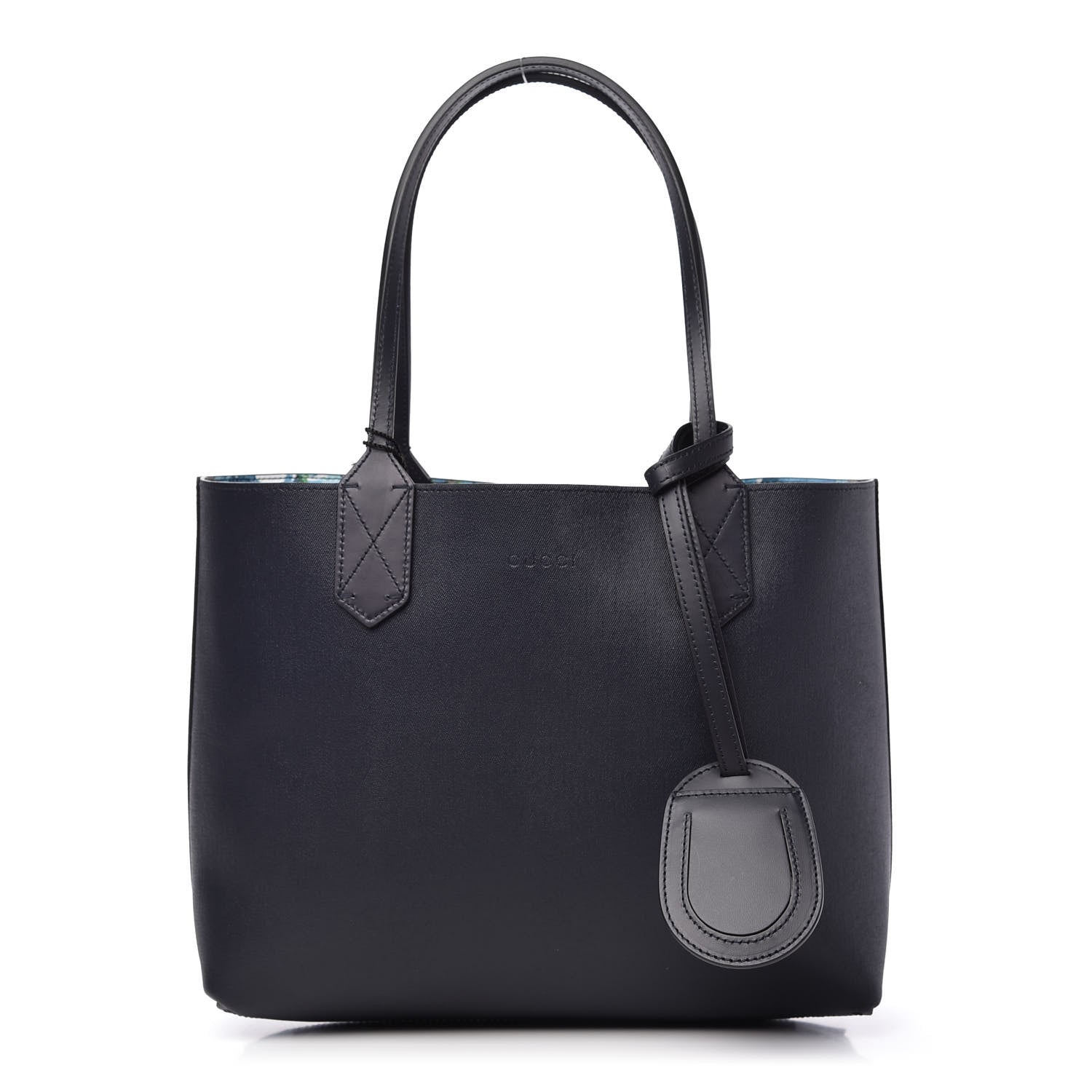 Gucci GG Supreme Monogram Blooms Small Reversible Tote Beige Blue Navy 3 of 12